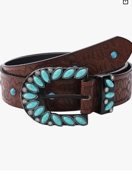Genuine Leather Western Belt Boho Chic Adjustable Buckle Accessory main image 4